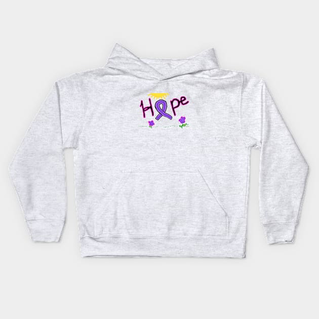 Hope purple ribbon Kids Hoodie by Crazytrain77